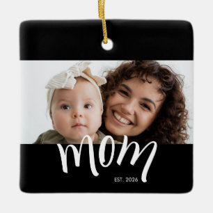 Personalised Mum Photo Year Established Modern Ceramic Ornament