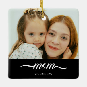 Personalised Mum Photo Year Established Modern Ceramic Ornament