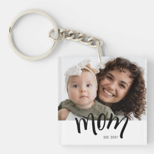 Personalised Mum Photo Year Established Modern Key Ring