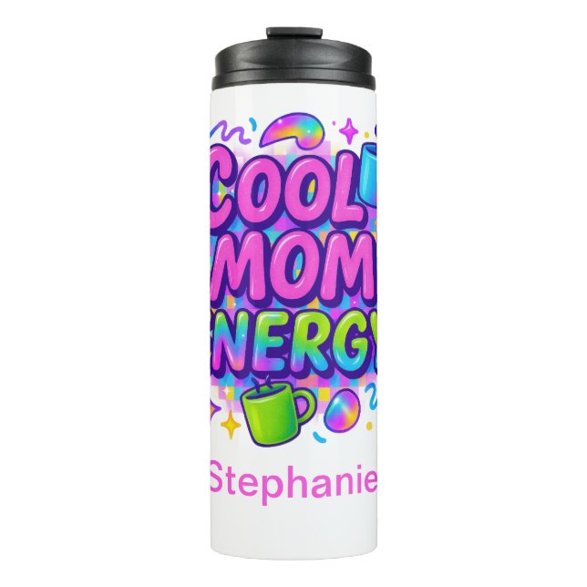 Personalised Mum Pink Blue Bright Neon Gift Thermal Tumbler (Front)