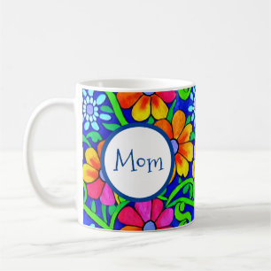 Personalised Mum Pretty Colourful Floral Coffee Mug