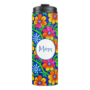 Personalised Mum Pretty Colourful Floral Thermal Tumbler
