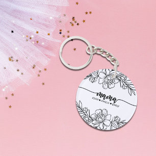Personalised Mum’s Blooming Love Floral  Key Ring