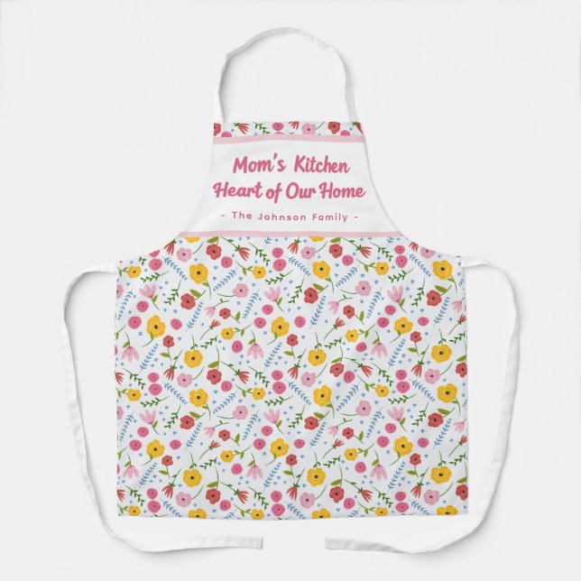 Personalised Mum’s Kitchen Floral Apron Gift (Front)