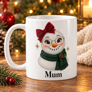 Personalised Mum Snowgirl Christmas Mug