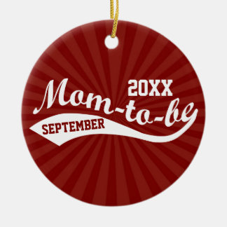 Personalised Mum-to-be Sporty Brick Red Ceramic Tree Decoration