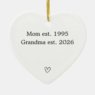 Personalised Mum to Grandma Heart  Ceramic Tree Decoration