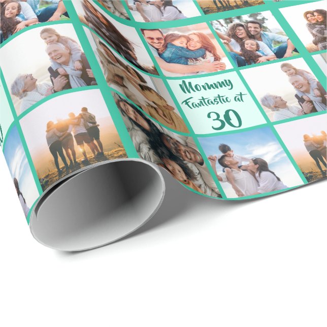 Personalised Mummy 30th birthday photo collage Wrapping Paper (Roll Corner)