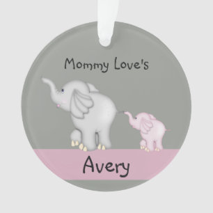 Personalised Mummy And Baby Elephant Ornament