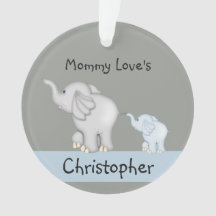 Personalised Mummy And Baby Elephant Ornament