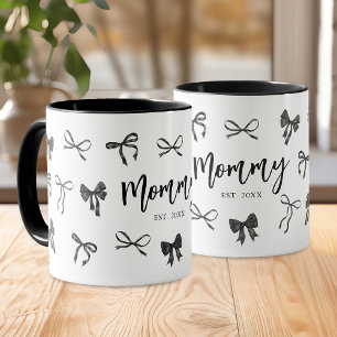 Personalised Mummy Black Bow Mug