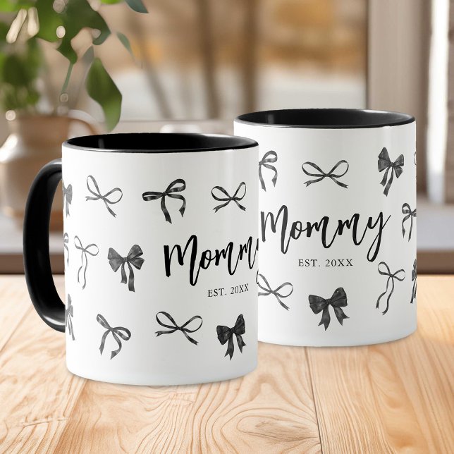 Personalised Mummy Black Bow Mug (Creator Uploaded)