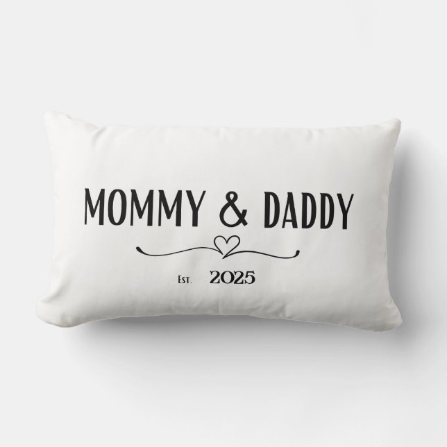 Personalised Mummy & Daddy Est. Year Pillow (Front)