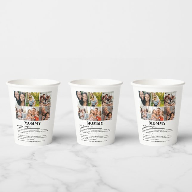 Personalised Mummy Definition 6 Photo Collage Paper Cups (Multi)