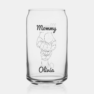 Personalised Mummy Mama Mum Gift with Kid's Name Can Glass