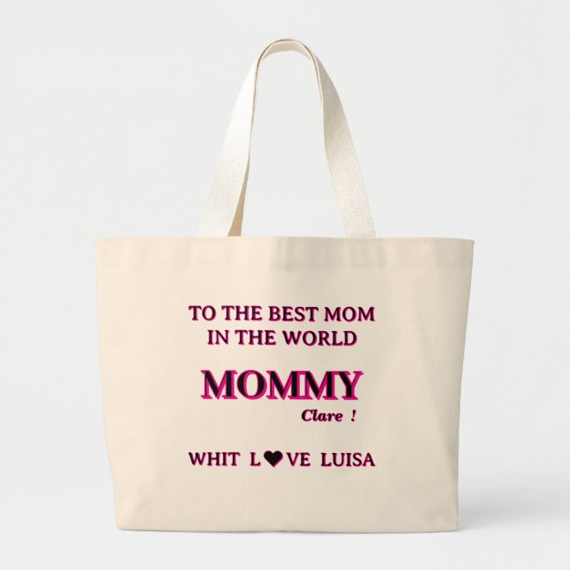 Personalised Mummy mum Script  Large Tote Bag (Front)