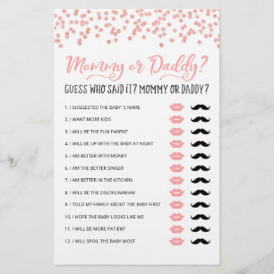 Personalised Mummy or Daddy Baby Shower party game
