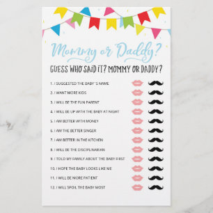 Personalised Mummy or Daddy Baby Shower party game