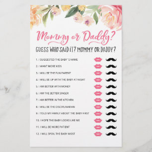Personalised Mummy or Daddy Baby Shower party game