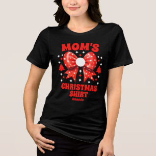Personalised Mum's Christmas Red Bow Shirt