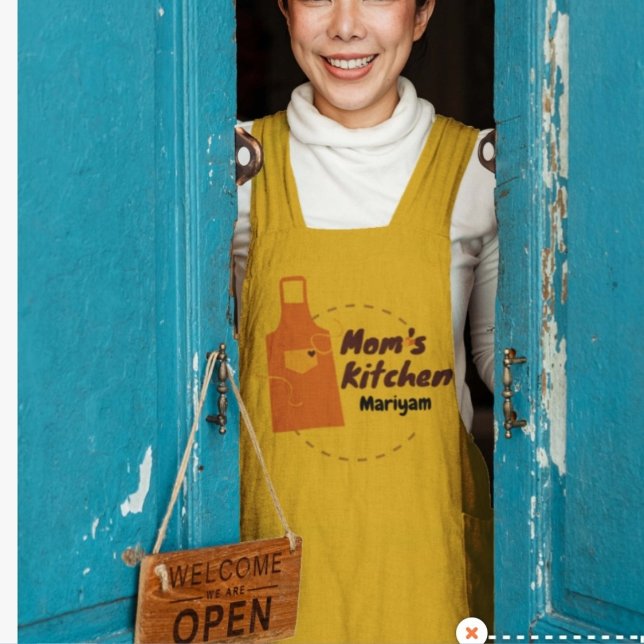 Personalised " Mum's Kitchen" Classic Minimalist  Long Apron (Creator Uploaded)