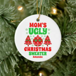 Personalised Mum's Photo Ugly Christmas Sweater Ceramic Tree Decoration