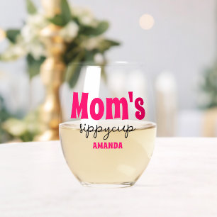 Personalised Mum's Sippy Cup Stemless Wine Glass