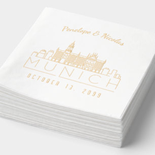 Personalised Munich Wedding Napkins Gold Foil