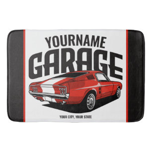 Personalised Muscle Car 1967 Red Fastback Garage  Bath Mat