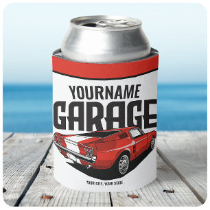 Personalised Muscle Car 1967 Red Fastback Garage Can Cooler