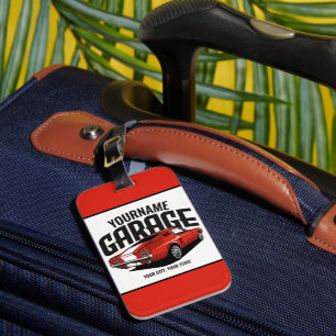 Personalised Muscle Car 1967 Red Fastback Garage Luggage Tag