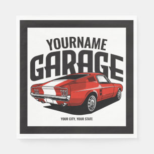 Personalised Muscle Car 1967 Red Fastback Garage Napkin