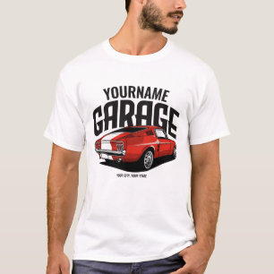Personalised Muscle Car 1967 Red Fastback Garage T-Shirt