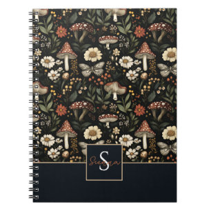 Personalised Mushrooms and Flowers Cottagecore Notebook