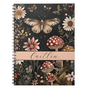 Personalised Mushrooms and Flowers Fall Notebook
