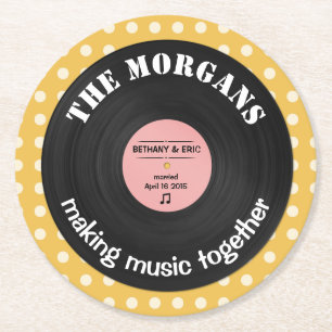 Personalised Music Album Retro Design Round Paper Coaster