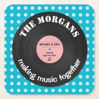 Personalised Music Album Retro Design Square Paper Coaster