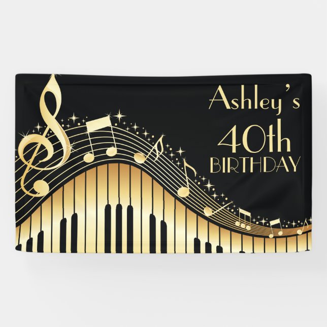 Personalised Music Birthday Banner (Horizontal)