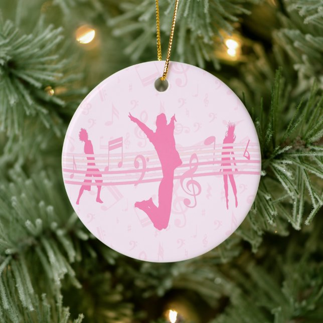 Personalised Music Dance and Drama Pink Ceramic Tree Decoration (Tree)