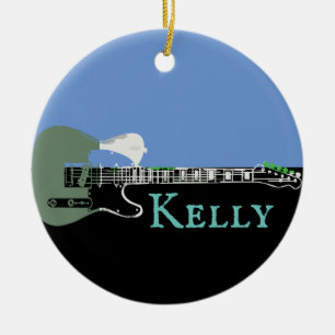 Personalised Music Electric Bass Guitar  Ceramic O Tree Decoration