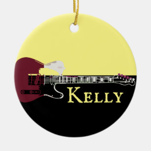 Personalised Music Electric Bass Guitar  Ceramic O Tree Decoration