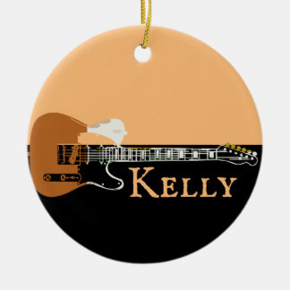 Personalised Music Electric Bass Guitar  Ceramic Tree Decoration