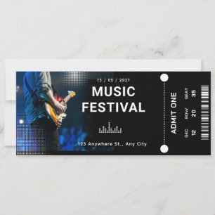 Personalised Music Festival Ticket Concert Event Invitation