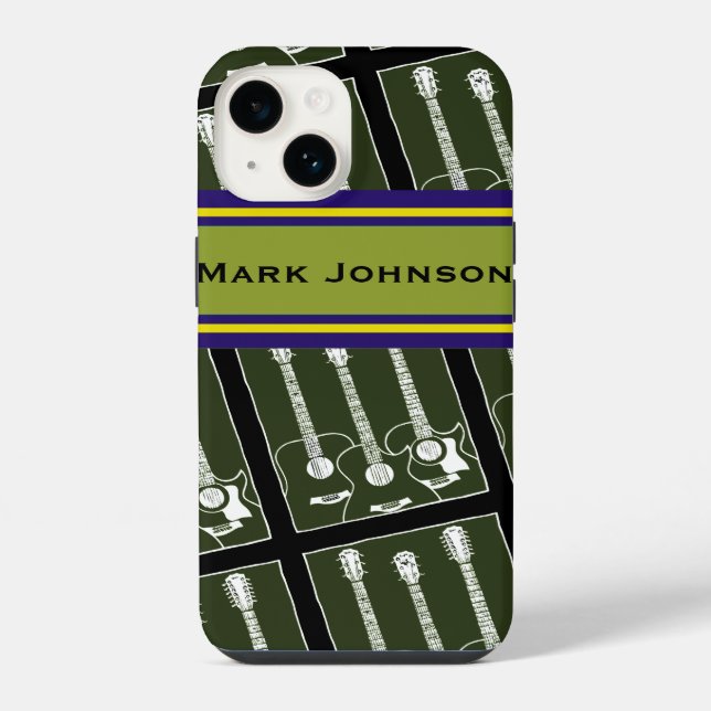 personalised music guitar pattern iPhone case (Back)