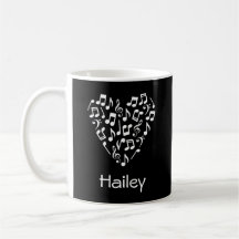 Personalised Music Heart Mug (Black) Coffee Mug