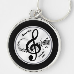 Personalised Music Keychain, Treble Clef Key Ring