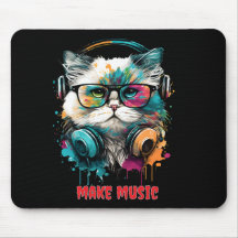 personalised  music lover cat mouse pad 