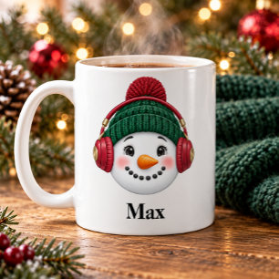 Personalised Music Lover Snowman Christmas Mug
