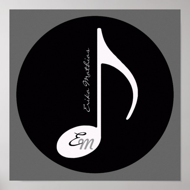 personalised music note black idea poster (Front)