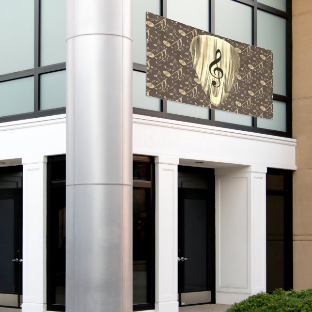 Personalised Music Note Guitar Pick  Banner (Outside Building)